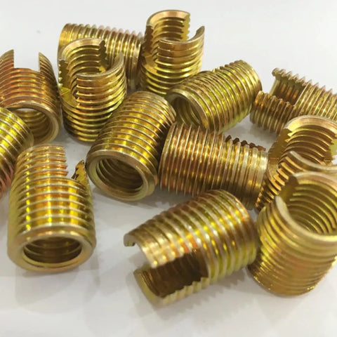 Top Tier 50 Pcs Slotted Self Tapping Thread Repair Kit Covering M3 To 12mm Durable Carbon Steel Fasteners For Quick DIY Fixes And Heavy Duty Maintenance Jobs Around The Shop., gold carbon steel threaded repair inserts for M3 to 12mm threads
