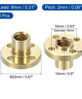 8 Pcs TR8x8 Brass Lead Screw Nut Set With Trapezoidal Acme Thread 2mm Pitch 4 Start 8mm Lead For 3D Printers And CNC Projects