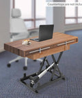 Heavy Duty Dc 24v Electric Scissor Lift Table With 250lbs Load Capacity Plus Handy Remote Control For Smooth Hydraulic Material Handling And Sturdy Workstation Support with laptop and coffee cup