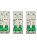 Front view of Go-To DC Miniature Circuit Breaker 2 Pole 32 Amp 250V to 500V DC Din Rail Mount With Thermal Magnetic Trip DZ47-63 C32 2P