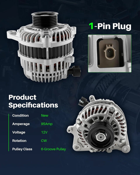 Swap In Alternator For Honda Civic 1.8L 2012 2015, HR V 1.8L 2016 2018, And Acura ILX 2.0L 2013 2015 - 1 Pin Smart Charging