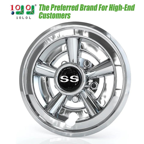 8 Inch Chrome ABS Wheel Covers Hub Caps For EZGO Club Car Yamaha Golf Carts Snap On Installation Set Of 4 Durable Chrome Finish