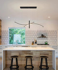 Totally Chic Geometric Modern LED Chandelier Three Light Pendant With Remote Dimmer and height adjustable suspension in kitchen
