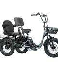 Creek Folding Electric Tricycle for Adults With Passenger Seat and Backrest, 1000W E Trike Reaches 20 MPH, Up to 80 Miles, Fat Tire 3 Wheel Electric Bike, Reverse, Parking, Differential, Gray, side view