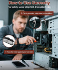 Man using ESD Safe Anti Static Wrist Strap with Alligator Clip during PC building, demonstrating proper grounding for static protection.