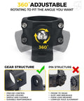 Front view of Whip Light Mount And Flag Bracket For UTVs Heavy Duty CNC Aluminum 360 Degree Adjustable Mount showing gear structure