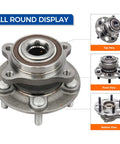Rear Wheel Hub Bearing Assembly Fits 2010 2011 Honda Accord Crosstour, 2007 2011 CR-V, 5 Lug, OE Style, Top Front Bottom Views