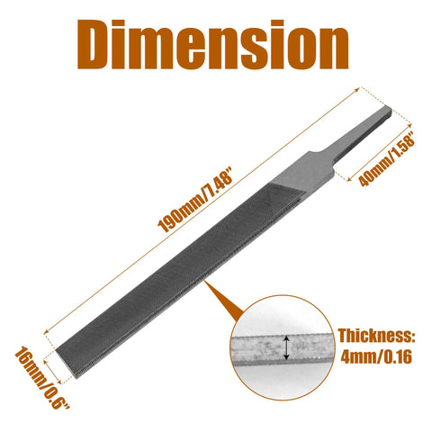 6 Inch Flat File Double Cut Teeth High Carbon Steel Hardened Without Handle Pro Grade Heavy Duty 10 Pack dimensions shown