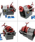 Industrial Strength Electric Pipe Threading Machine And Cutter Tool 1/2 To 2 Inch Npt Dies 110V with accessories and pipes view.