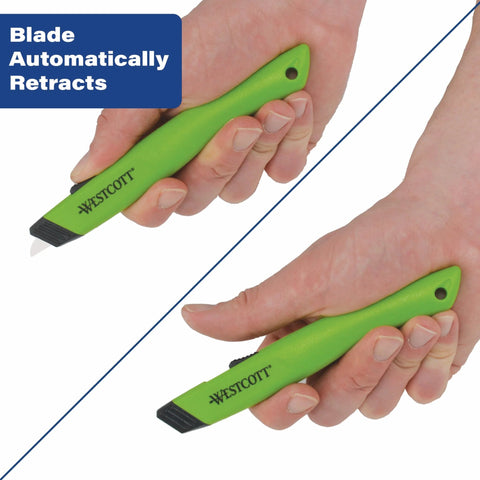 Westcott green ceramic box cutter/utility knife with retractable blade for office use