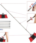 Heavy Duty Long Handle Outdoor Broom 62 Inch For Tough Yard Work And Garage Cleanup Hard Bristle Sweep Brush showing adjustable handle and bristles.