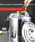 Hella Durable Double Wall Insulated Beverage Dispenser Keeps Your Drink Hella Hot Or Cold All Day Long Spill Free Pouring Handle filled with drinks.