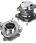 Beefed Up Rear Wheel Hub And Bearing Assembly Replacement For 2007 To 2012 Nissan Sentra With Four Lugs And ABS 512384, shown from side angle