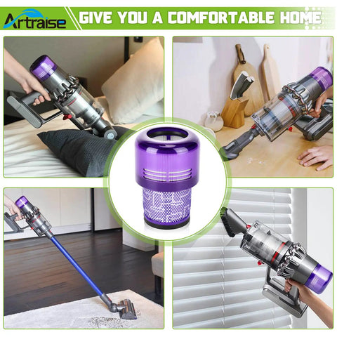 Two Pack Dyson V11 And V15 Filter Replacement Compatible With V11 Torque Drive Animal Complete Extra Detect Submarine Vacuum SV14 SV15 SV17 SV22 SV28 SV47 Compare To Part 970013-02, vacuum being used on surfaces