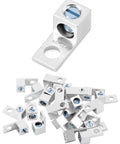 Aluminum Alloy Mechanical Lugs 25-Piece Tin-Plated Cable Connectors With 5/16-24 Screws For 14 AWG To 2 AWG Conductors Rugged Electrical Terminal Kit For DIY And Pro Installations, shown in a 25-pack