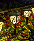Six Pack Solar Outdoor Lights Waterproof LED Garden Decor for Yard Patio Walkway Planter Warm White illuminating flowers