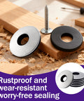 Ranstac 10x9/16 stainless steel and neoprene-EPDM bonded sealing washers with screw, 2 washers visible