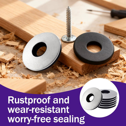 Ranstac 10x9/16 stainless steel and neoprene-EPDM bonded sealing washers with screw, 2 washers visible