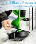 4 Pcs Rubber Guard Straps For Ice Drill Blades, Blade Protectors For Ice Augers in use on green drill in snow