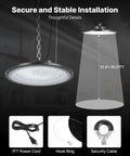 Six Pack UFO LED High Bay Lights With 36000 Lumens Of Brightness, 250W, 5000K Color Temperature, IP65 Waterproof, installation view
