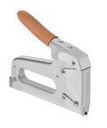 Side view of Heavy Duty Staple Gun For Low Voltage Cables And Wires Up To 1/4-Inch Diameter Pro Grade with brown handle