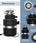 Ultra Quiet 1 HP Continuous Feed Garbage Disposal With Sound Reduction Technology Power Cord Included Stainless Steel Flange Black Powerful DC Motor