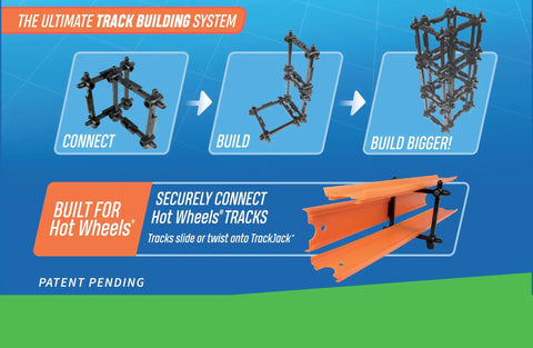 Epic Track Building Kit For Hot Wheels, Model Trains, And Marble Runs 20 Pack Build Elevated Custom Tracks With Easy Connectors showing assembly process