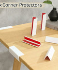 Baseboard Corner Blocks Self Adhesive Rubber Safety Protectors for Walls and Furniture Edge Guard Cushions White 8 Pieces displayed on table