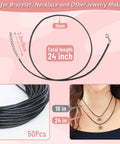 Black Waxed Cotton Necklace Cords 24 Inch With Clasps Bulk 50 Pieces For Jewelry Making Beading Charms Pendants Bracelets DIY Craft