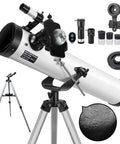 Portable 76mm Aperture 700mm Focal Length Reflector Telescope With AZ Mount For Beginners, Includes Phone Adapter