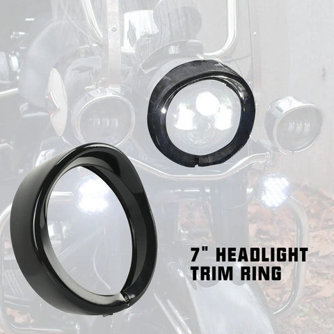 7 Inch Headlight Visor Trim Ring For Harley Davidson Touring Trike Road King Electra Glide Heritage Gloss Black Dope Frenched Look