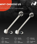 BMW Two Pack Rear Sway Bar Links Stabilizer Links for 1 Series and 3 Series models shown with installation features and benefits.