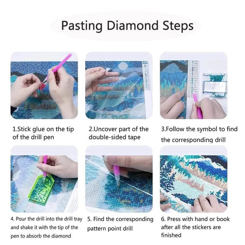 Steps for using Diamond Art Painting Kit For Adults And Beginners, 5D Full Drill Round Canvases, Plant And Flower Themed Diamond Dot Art