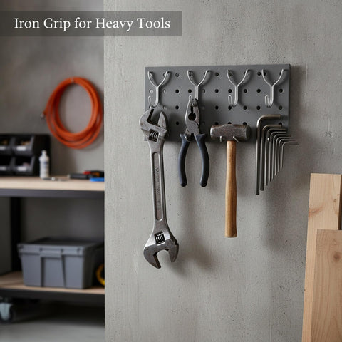 Heavy Duty Pegboard Rack With Wall Mounted Tool Organizer For Garage And Workshop Storage Iron Built Tank Delivers Durable Support