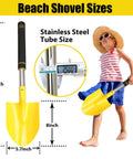 Long Handle Beach Shovel Set 24 Inch Sand Shovels For Beach Day Fun Durable Plastic Heads With Stainless Tube Reinforced