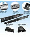 No Fuss Full Extension Drawer Slides Feature Slick Bottom Mounted Hidden Tracks For Cabinets And Dressers Providing Extraordinary Toughness And Silky Smooth Movement For Serious Home Improvement And Furniture Makeover Diyers Who Demand The Best From, showcasing solid steel balls and zinc plated finish.