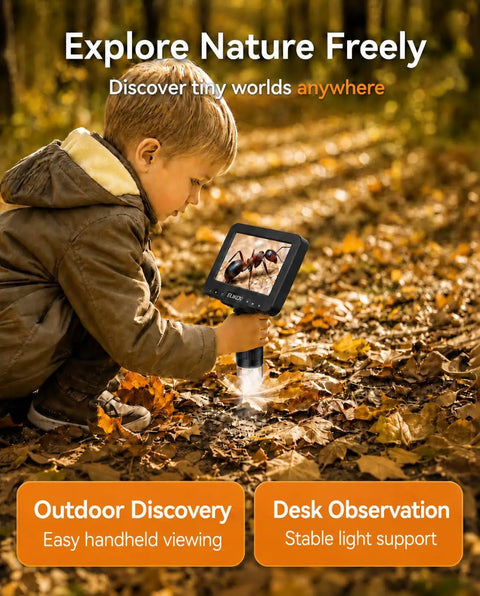 Coin Microscope With Built In 0.1g Weighing Scale Up To 300g 12MP Camera 4.3 Inch LCD Display 1080P Video Digital Magnifier For Error Coins Jewelry Inspection With LED Lights USB PC View For Collectors used outdoors by a child
