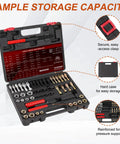 Marvelity 49-piece thread chaser and repair kit in a black case with red latches; taps, dies and files for UNC/UNF/metric bolts