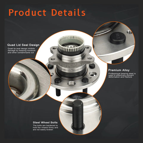 Beefy Rear Driver And Passenger Side Wheel Hub And Bearing Assembly For Hyundai Azera 2011 To 2017 Sonata Close-up Details