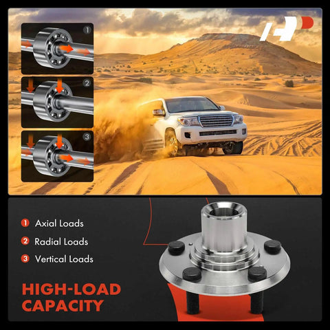 2 Pack Front Wheel Bearing And Wheel Hub Kit With Nut For Honda Odyssey 2005 To 2010 5 Lug Ready To Roll High Load Capacity Drop In Replacement Designed For Easy Install alongside car driving in sand highlighting high-load capacity