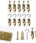120 Piece Self Drilling Drywall Anchors And Screws Kit With Hooks, 60 Anchors, 50 Screws, And 10 Hooks, Light Duty Picture Frame Hangers