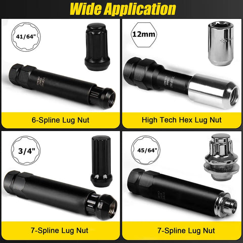 Heavy Duty Must Have Locking Lug Nut Master Key Set 16 Piece For Spline And Star Style Lug Nuts with various sizes shown