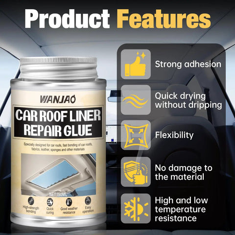 Car Headliner Repair Glue With Brush Flexible Adhesive For Fabric Foam Vinyl Leather Interior Quick Drying Multi Surface