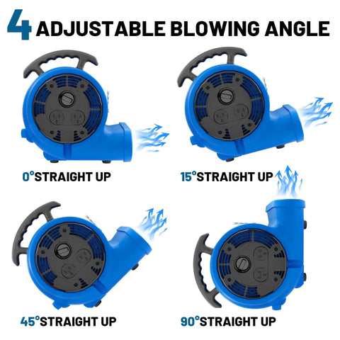 Beast Heavy Duty Industrial Air Mover Blower Fan One Third HP 1200 CFM showing four adjustable blowing angles