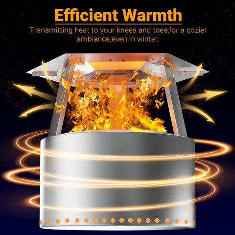Dope 19.5 Inch Heat Deflector For Solo Stove with fire, boosts thermal efficiency, stainless steel diffuser with hook handle visible