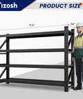 71 Inch Wide Monster Grade Heavy Duty Garage Storage Shelves With 5000 Lbs Capacity, 4 Adjustable Steel Shelves, Utility Rack For Basement, Warehouse, And Industrial Uses, Rugged Metal Organization Unit shown with 71.3 x 24 x 70 in dimensions