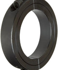 Two Piece Shaft Collar Black Oxide Plated Steel Clamp-On Collar For 1-1/8 Inch Bore, 1-7/8 Inch Outside Diameter, 360 Degree Clamping