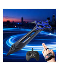 Massive 29 Inch Flying Sword RC Airplane With Gesture Control And 360 Degree Flips Dagger Style Remote Drone in blue sky