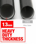 Comparison of tube thickness; left tube labeled '1.3mm Heavy Duty Thickness' for Heavy Duty 15x6.00-6 Inner Tubes 2 Pack.