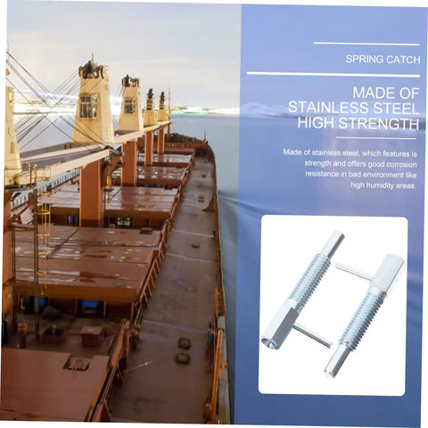 Heavy Duty Stainless Steel Spring Plunger Pin Set Featuring Self Locking Telescopic Action And Rock Solid Indexing Plunger Latch on a ship.